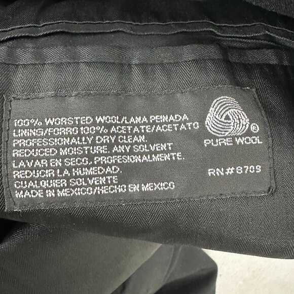 Stafford 46L Black Suit Jacket Two Button Classic Fit Mens 100% Wool - Picture 8 of 8